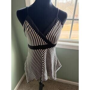 Vintage Y2K Hot Tempered Striped Black White Spaghetti Strap